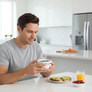 Bol petit déjeuner personnalisable Humour : 69 Couple Hétéro - Bol céramique blanc - 600 ml. Compatible micro-ondes et lave-vais