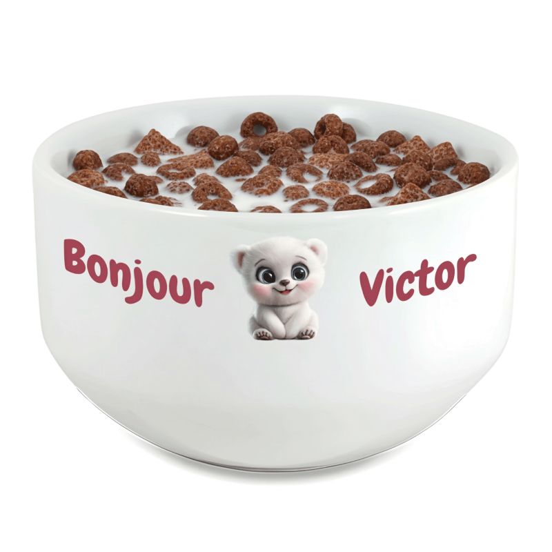 Bol petit déjeuner enfant personnalisé céramique blanche - Ourson - 600 ml. Compatible micro-ondes et lave-vaisselle Bol petit déjeuner enfant personnalisé céramique blanche - Ourson - 600 ml. Compatible micro-ondes et lave-vaisselle