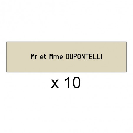Lot de 10 plaques beige lettres noires pour boite aux lettres Decayeux (100x25mm) pour copropriété, syndic immeuble