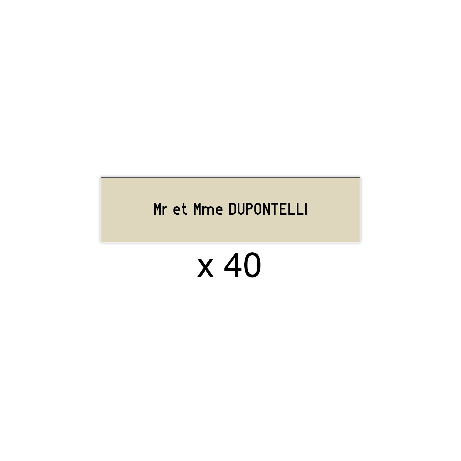 Lot de 40 plaques beige lettres noires pour boite aux lettres Decayeux (100x25mm) pour copropriété, syndic immeuble
