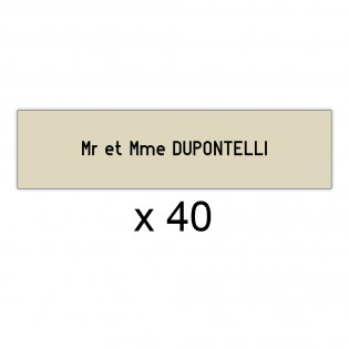 Lot de 40 plaques beige lettres noires pour boite aux lettres Decayeux (100x25mm) pour copropriété, syndic immeuble