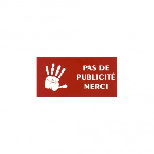 plaque de boite aux lettres PAS DE PUBLICITE MERCI STOP PUB finition  biseautée format 25 x 75 mm