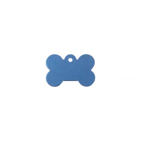 Médaillon Bleu en forme d'os pour chien à personnaliser sur 1 à 2 lignes - Petit format 20x30 mm