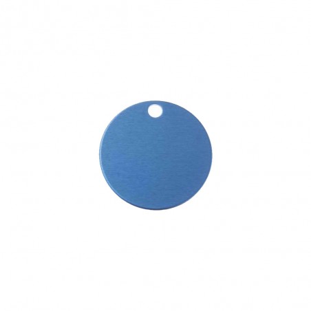 Grande médaille ronde Bleue pour chien et chat avec gravure personnalisée 1 à 2 lignes - Diamètre 32 mm