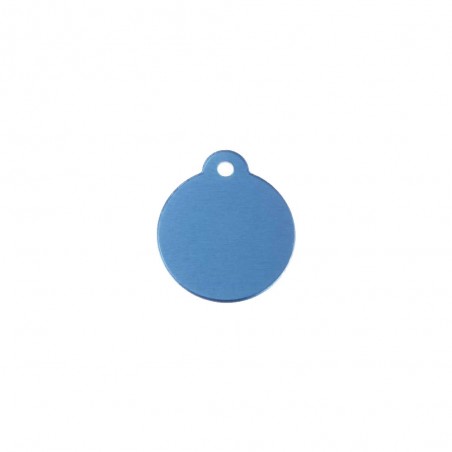 Médaillon rond Classic Bleu pour chien ou chat à personnaliser par gravure - 1 à 2 lignes - Diamètre 27 mm