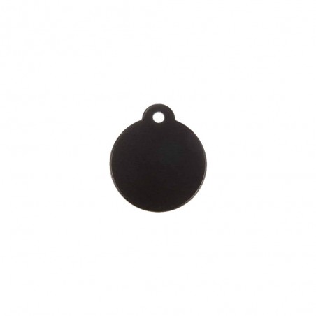 Médaillon rond Classic Noir pour chien ou chat à personnaliser par gravure - 1 à 2 lignes - Diamètre 27 mm