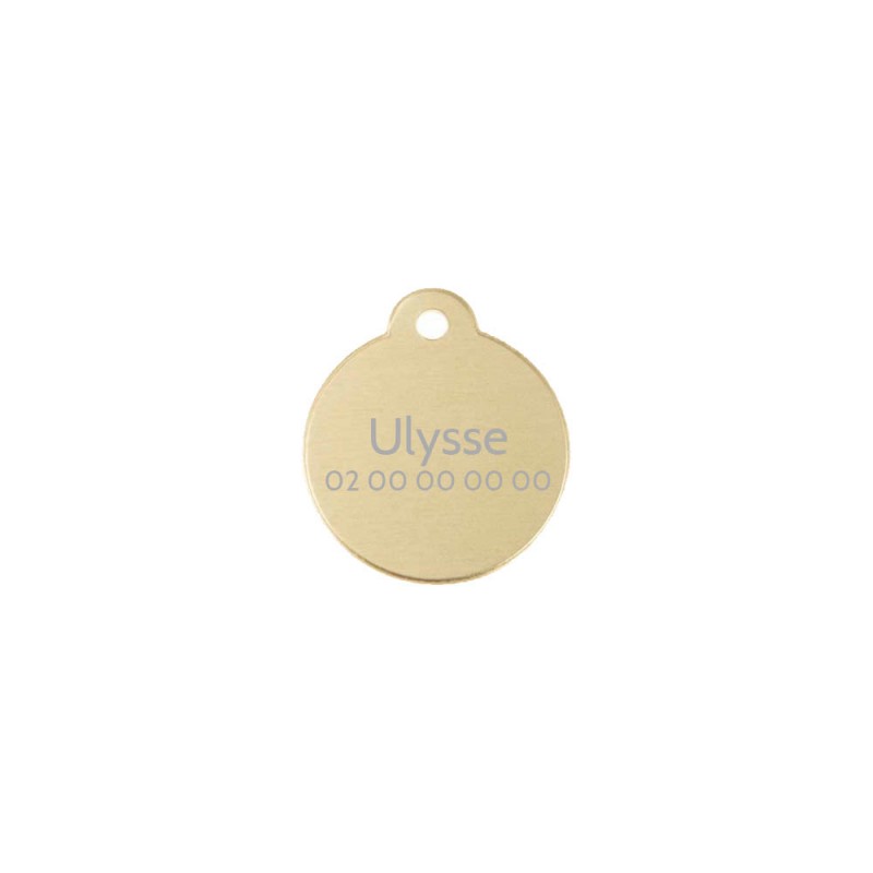 Médaillon rond Classic Or pour chien ou chat à personnaliser par gravure - 1 à 2 lignes - Diamètre 27 mm Médaillon rond Classic Or pour chien ou chat à personnaliser par gravure - 1 à 2 lignes - Diamètre 27 mm