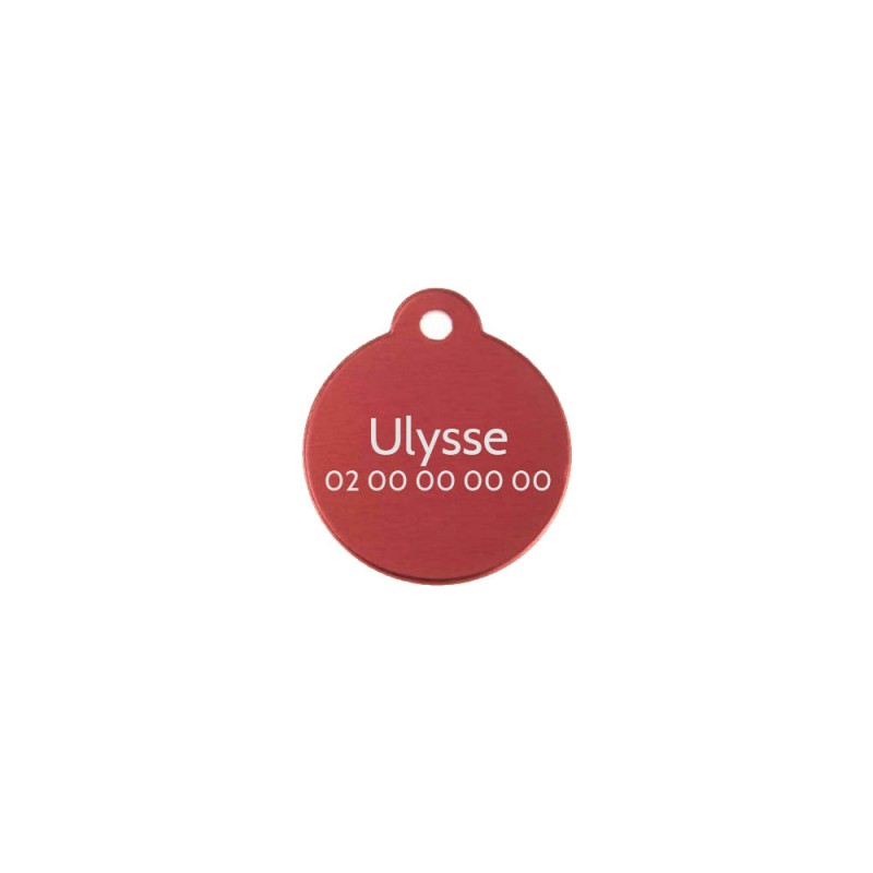 Médaillon rond Classic Rouge pour chien ou chat à personnaliser par gravure - 1 à 2 lignes - Diamètre 27 mm Médaillon rond Classic Rouge pour chien ou chat à personnaliser par gravure - 1 à 2 lignes - Diamètre 27 mm