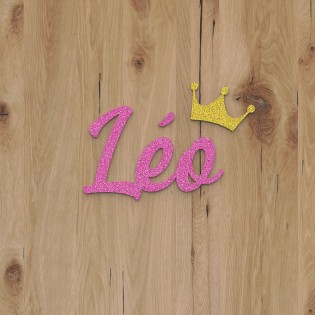 Plaque de porte prénom à personnaliser couleur rose à paillettes - Décoration porte de chambre, anniversaire, naissance