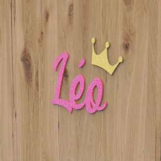 Plaque de porte prénom à personnaliser couleur rose à paillettes - Décoration porte de chambre, anniversaire, naissance
