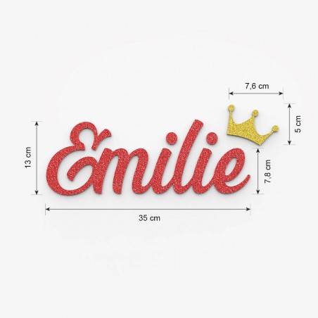 Plaque de porte prénom à personnaliser couleur rouge à paillettes - Décoration porte de chambre, anniversaire, naissance