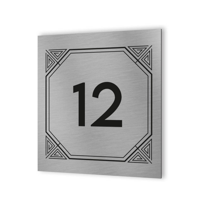 Numéro de rue extérieur à personnaliser - Panneau Dibond Aluminium - Numéro maison modèle Geometrique