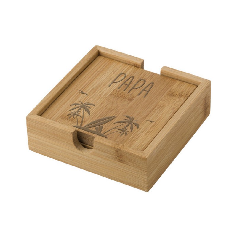 Lot de 4 sous-verres Bambou personnalisés | Beach Lot de 4 sous-verres Bambou personnalisés | Beach