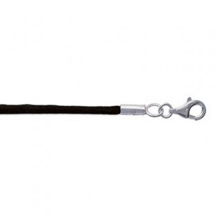 Cordon Noir Satin Argent - longueur 45cm