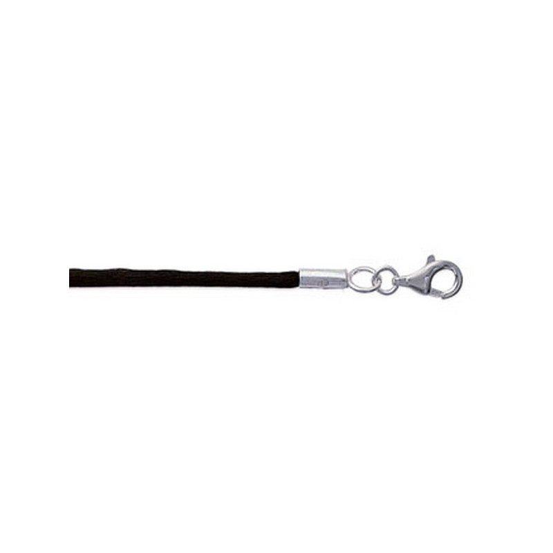 Cordon Noir Satin Argent - longueur 45cm Cordon Noir Satin Argent - longueur 45cm