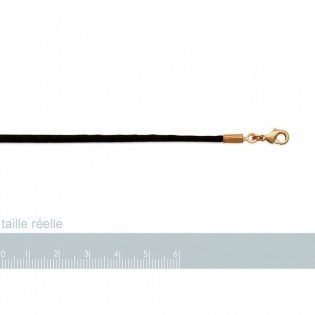 Cordon Noir Satin plaqué Or - longueur 50cm