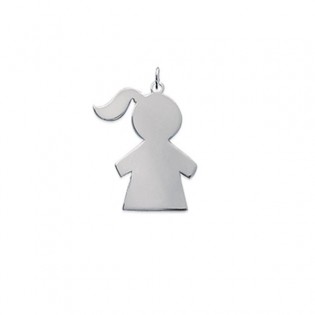 Pendentif Fille Plaqué Argent Gravé [x]