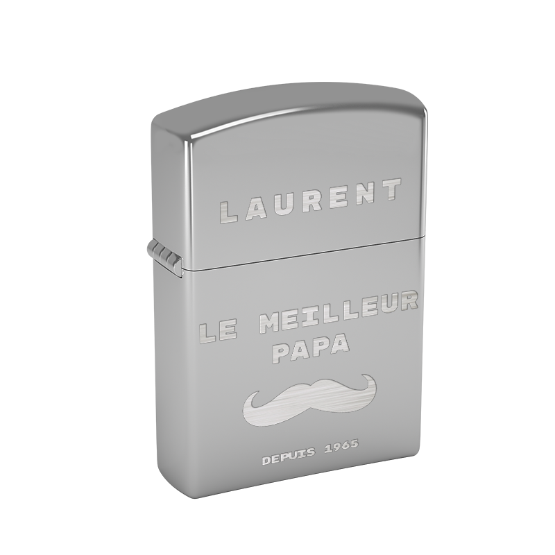 Briquet Zippo chromé High Polish avec gravure personnalisée Briquet Zippo chromé High Polish avec gravure personnalisée