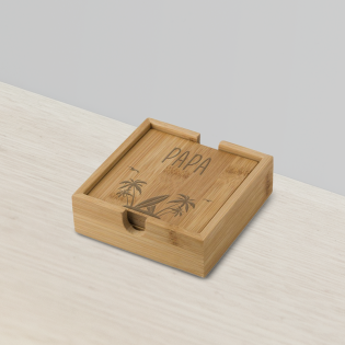 Lot de 4 sous-verres Bambou personnalisés | Beach
