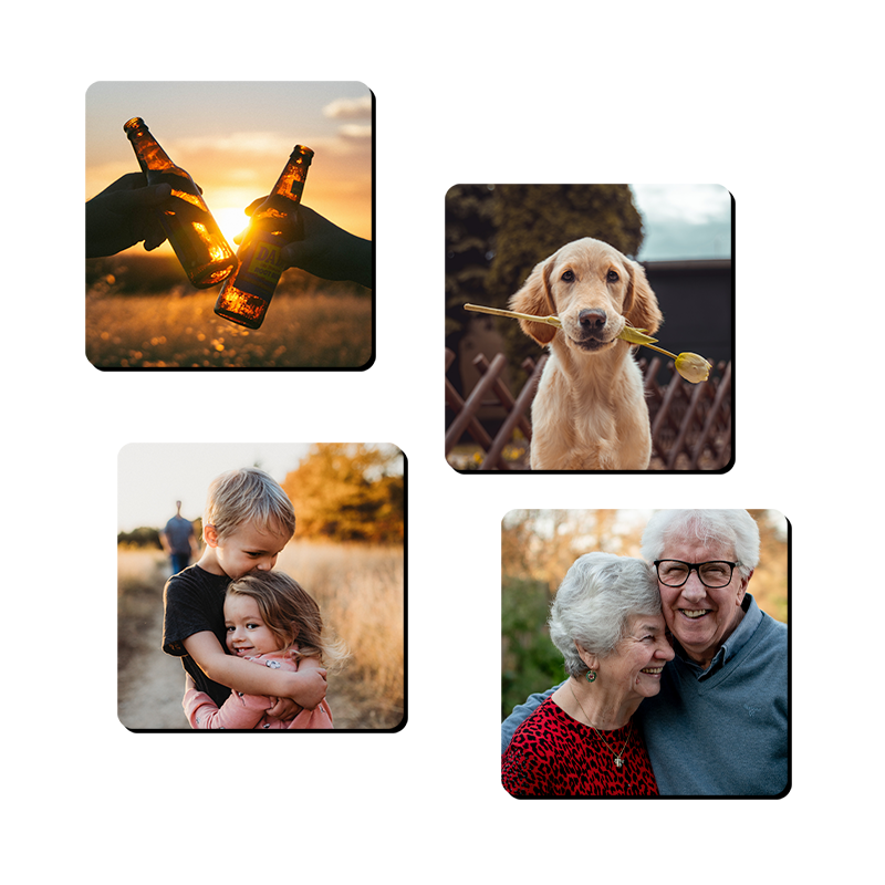 Lot de 4 Magnets personnalisés | Carré Lot de 4 Magnets personnalisés | Carré