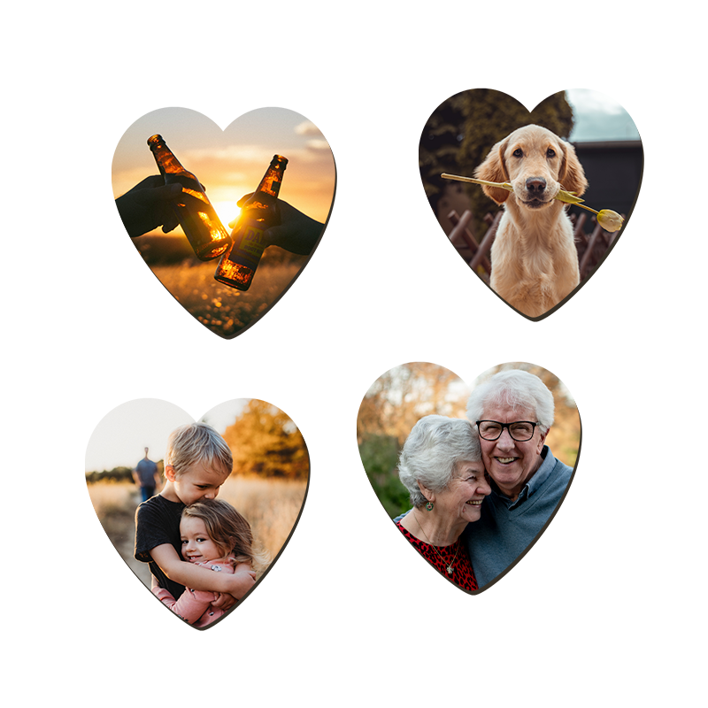 Lot de 4 Magnets personnalisés | Cœur Lot de 4 Magnets personnalisés | Cœur