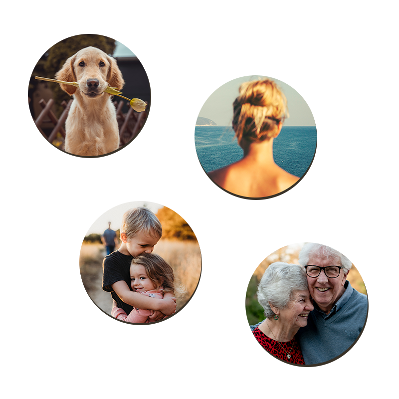 Lot de 4 Magnets personnalisés | Rond Lot de 4 Magnets personnalisés | Rond
