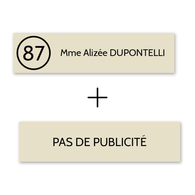Plaque boîte aux lettres Decayeux NOM - NUMÉRO + Plaque STOP PUB | 1 ligne Plaque boîte aux lettres Decayeux NOM - NUMÉRO + Plaque STOP PUB | 1 ligne