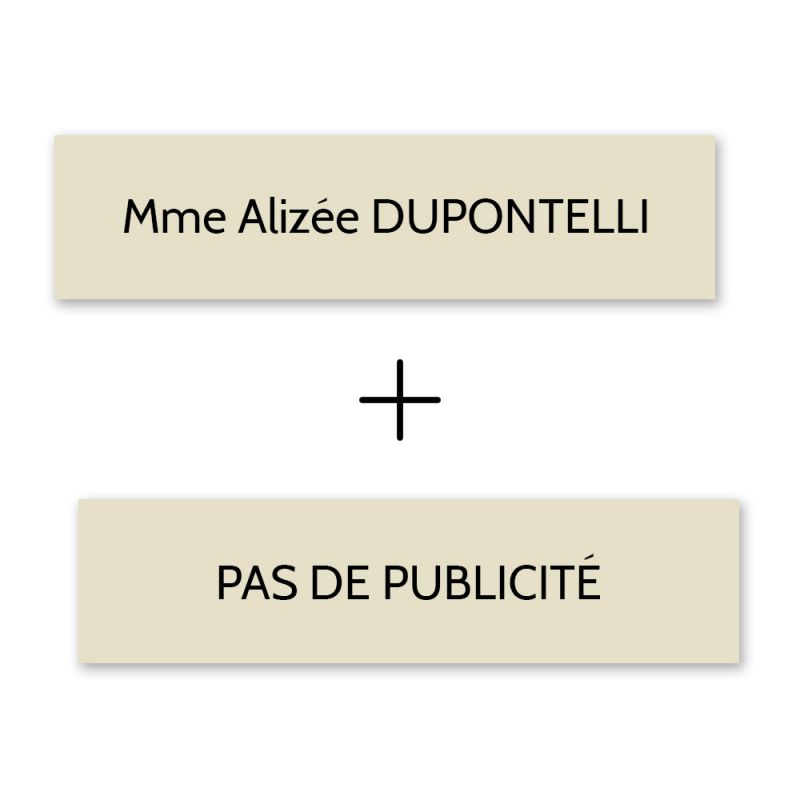 Plaque boîte aux lettres Decayeux NOM + PLAQUE STOP PUB | 1 ligne Plaque boîte aux lettres Decayeux NOM + PLAQUE STOP PUB | 1 ligne