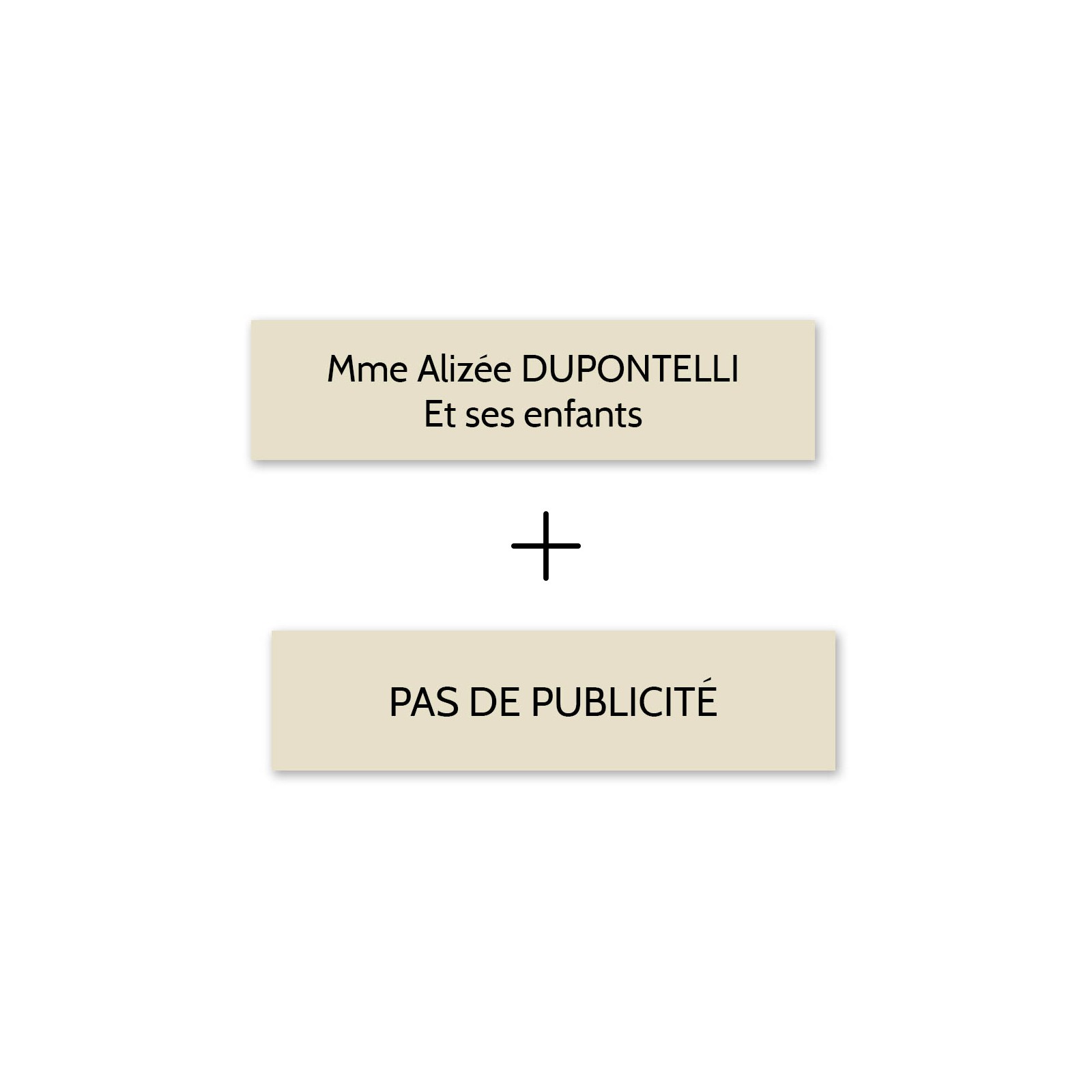 Plaque boîte aux lettres Decayeux NOM + PLAQUE STOP PUB | 2 lignes
