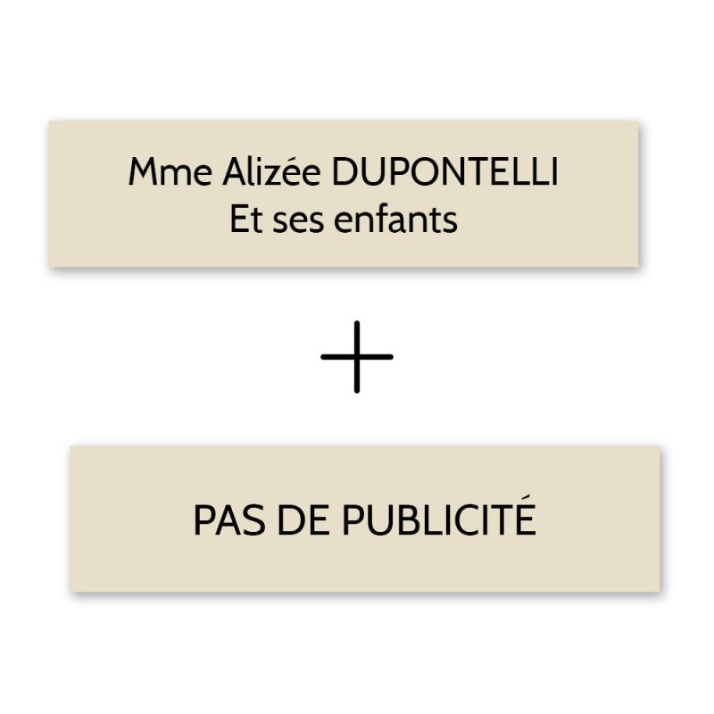 Plaque boîte aux lettres Decayeux NOM + PLAQUE STOP PUB | 2 lignes Plaque boîte aux lettres Decayeux NOM + PLAQUE STOP PUB | 2 lignes