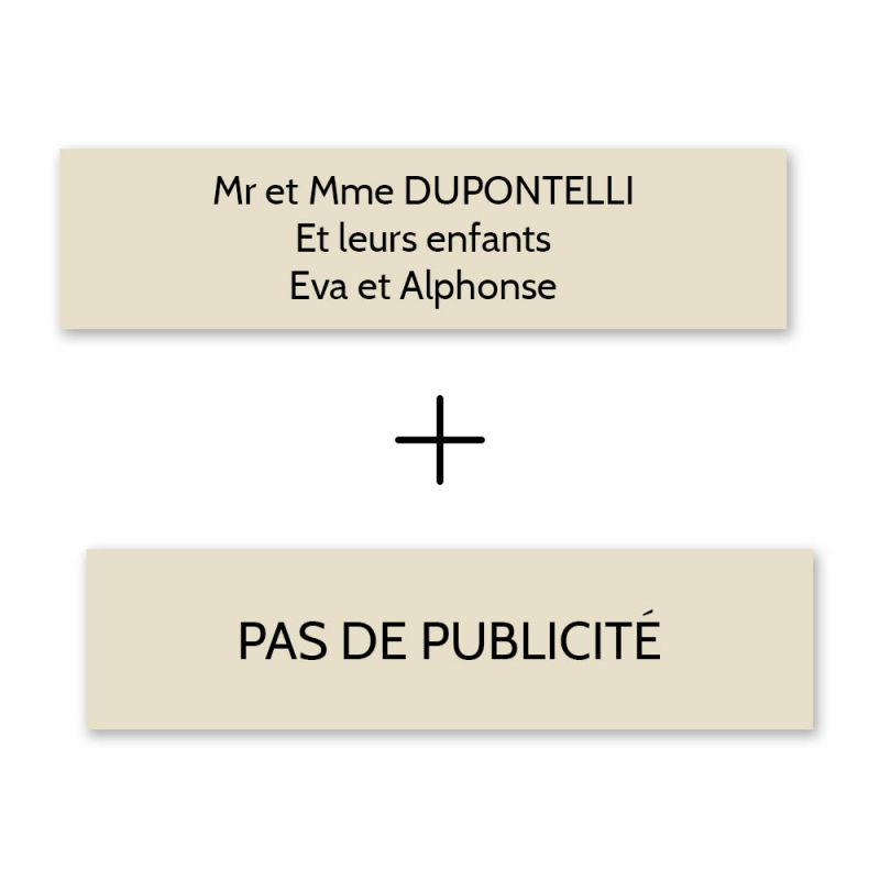 Plaque boîte aux lettres Decayeux NOM + PLAQUE STOP PUB | 3 lignes Plaque boîte aux lettres Decayeux NOM + PLAQUE STOP PUB | 3 lignes
